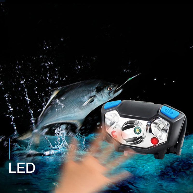 High-capacity USB Rechargeable LED Headlamp with Wave Sensor for