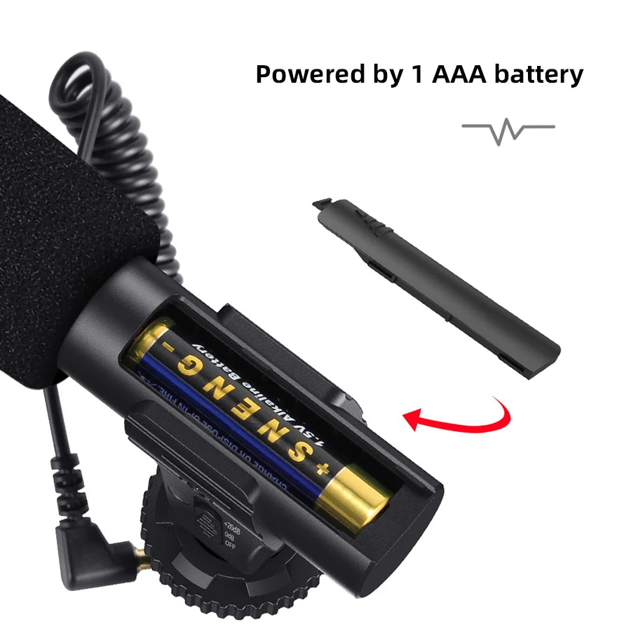 MAMEN Video Recording Microphone with Long Spring Cable Plug and Play