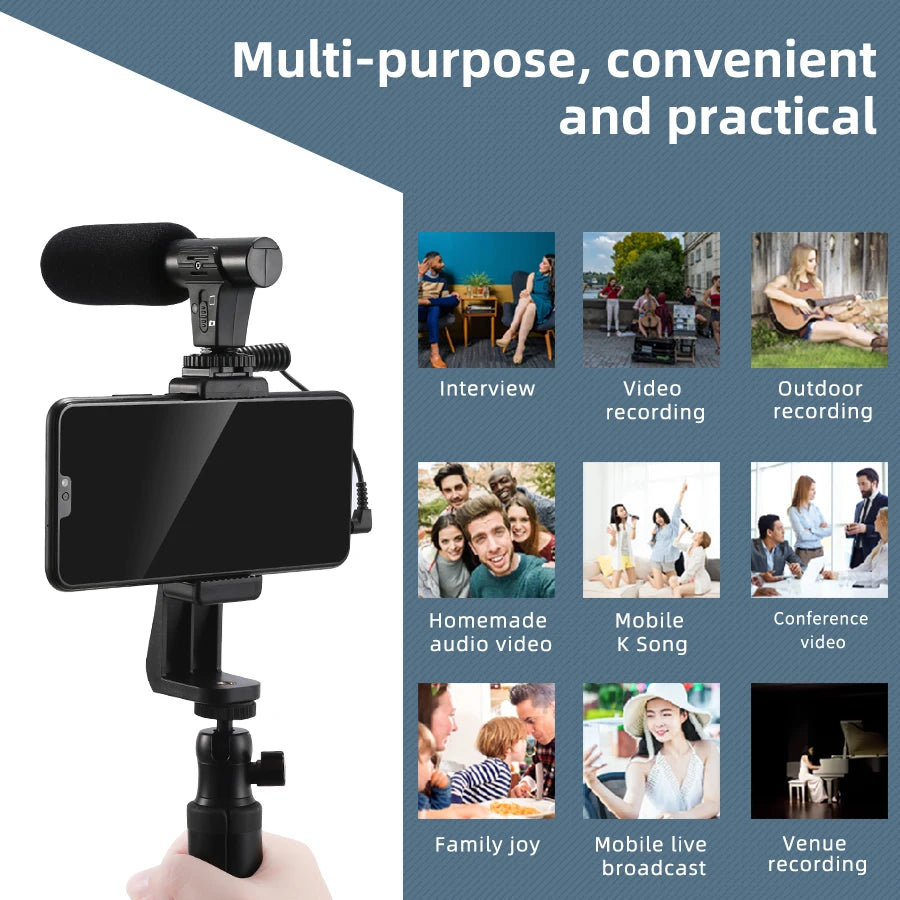 MAMEN Video Recording Microphone with Long Spring Cable Plug and Play
