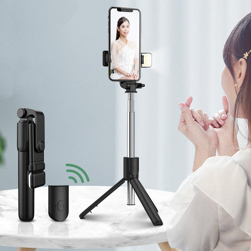 Universal Bluetooth Selfie Stick for Apple, Integrated Phone Stand