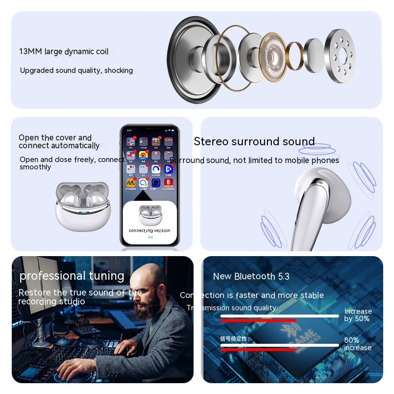 Smart Dynamic Noise Canceling Wireless Stereo Bluetooth Earbuds