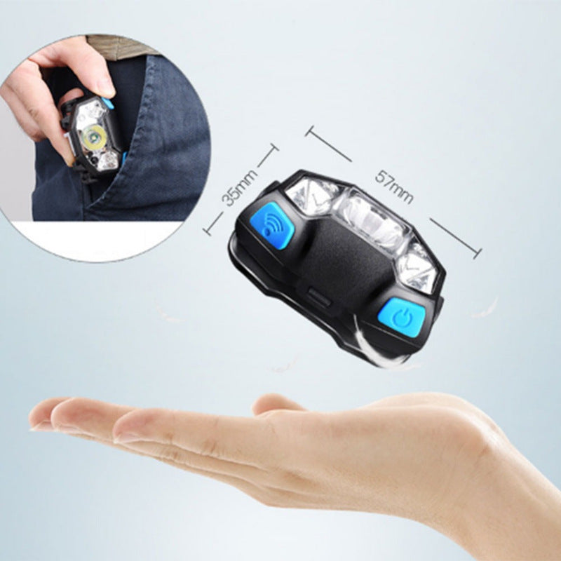 High-capacity USB Rechargeable LED Headlamp with Wave Sensor for