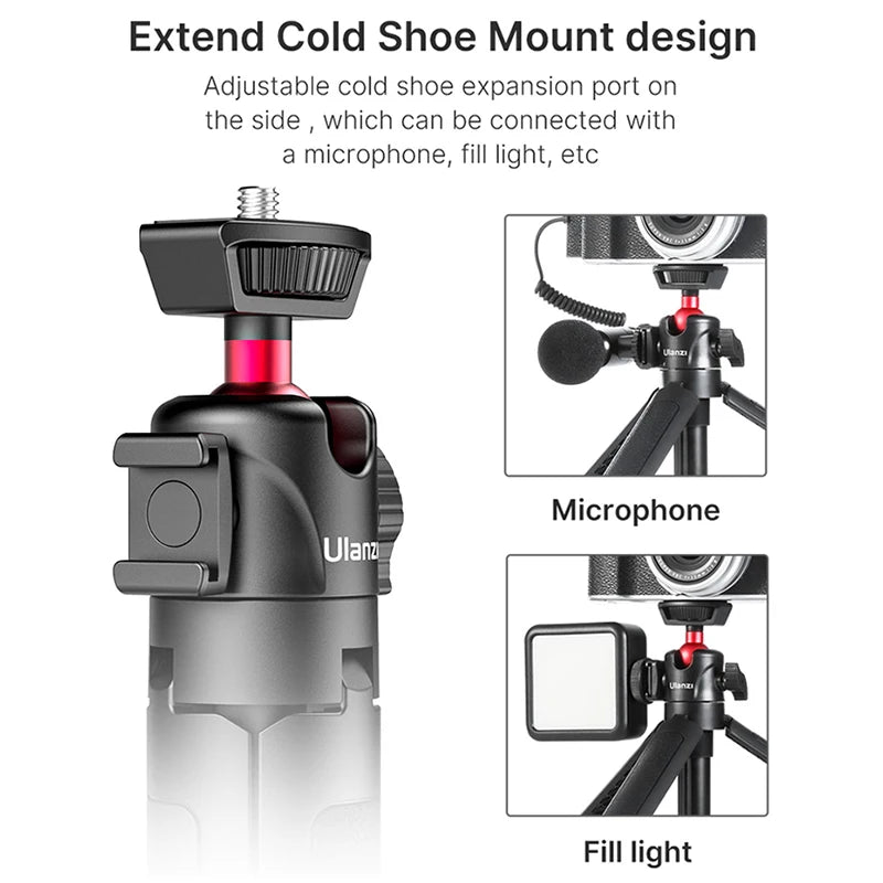 VIJIM Ulanzi MT-16 Foldable Tripod for Phone Cold Shoe Ball Head 1/4''