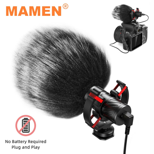 MAMEN Professional Shotgun Microphone Vlog Podcast Microfone Cardioid